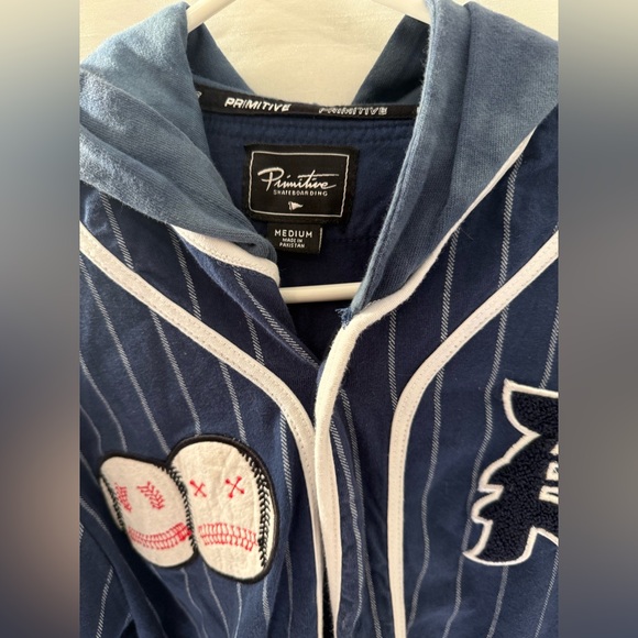 Primitive Men's "Two-Fer Baseball" Long Sleeve Hooded Jersey Blue Size M - Picture 2 of 5